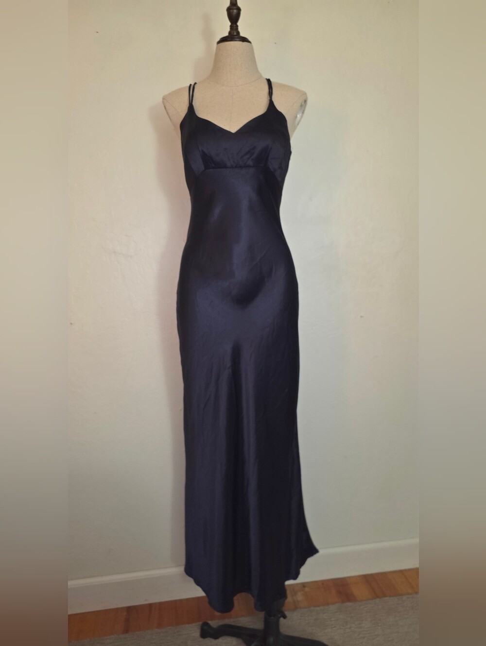 Vintage 1990s Satin Slipdress Style Simple Maxi Dress Prom Dance Cosmos